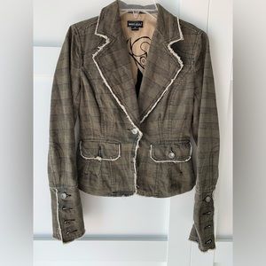 Plaid Raw Hem Blazer